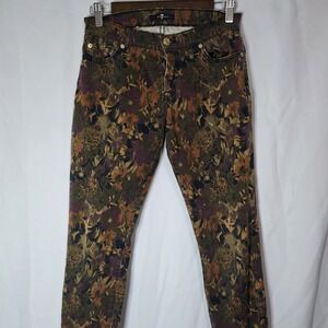 Y2K Floral Skinny Floral Jeans Grunge Indie Low Rise Printed Denim 28x29